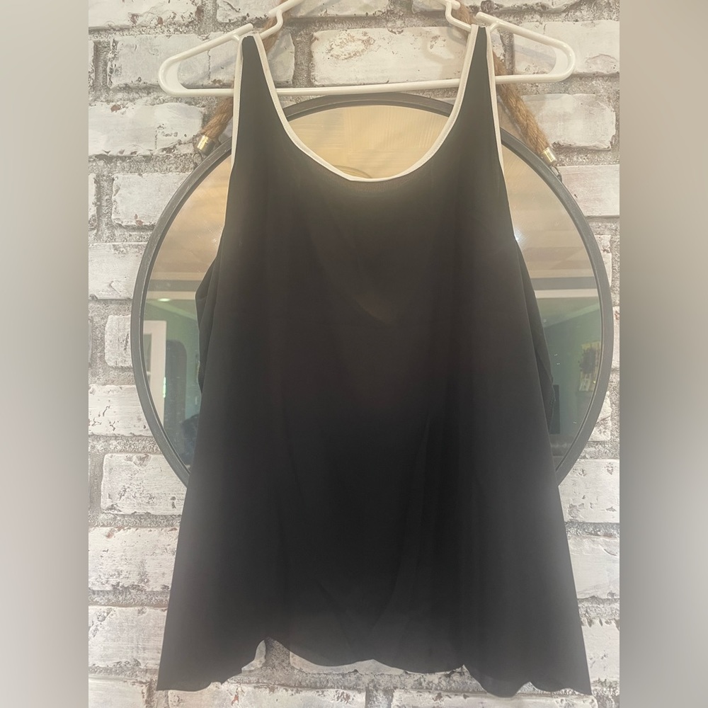 Charming Charlie like new black-white tank blouse, size large